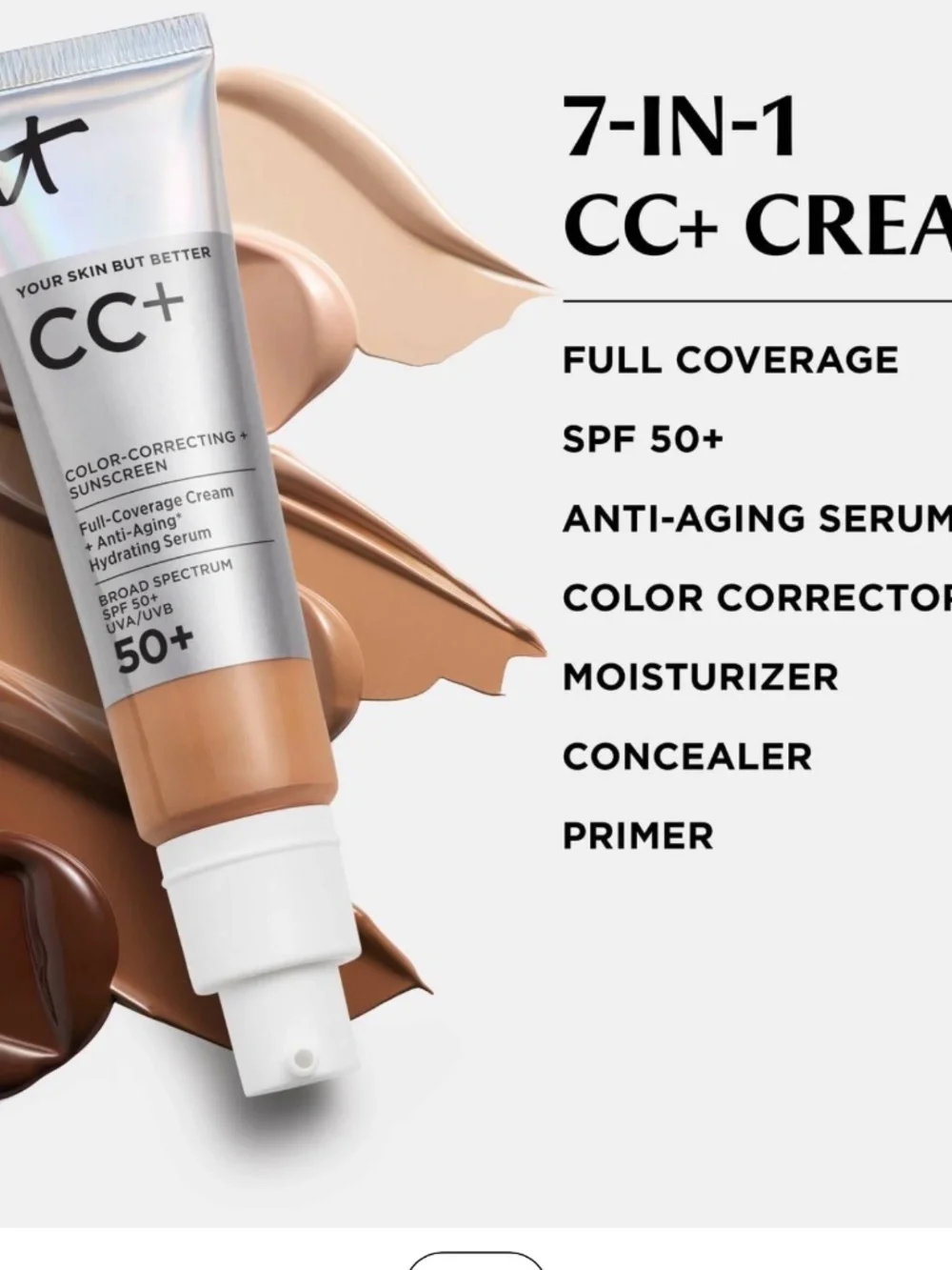 it Cosmetics CC+ CREAM FULL-COVERAGE FOUNDATION WITH SPF 50 Light Medium